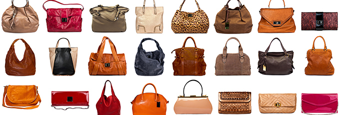  Various types and colors of handbags